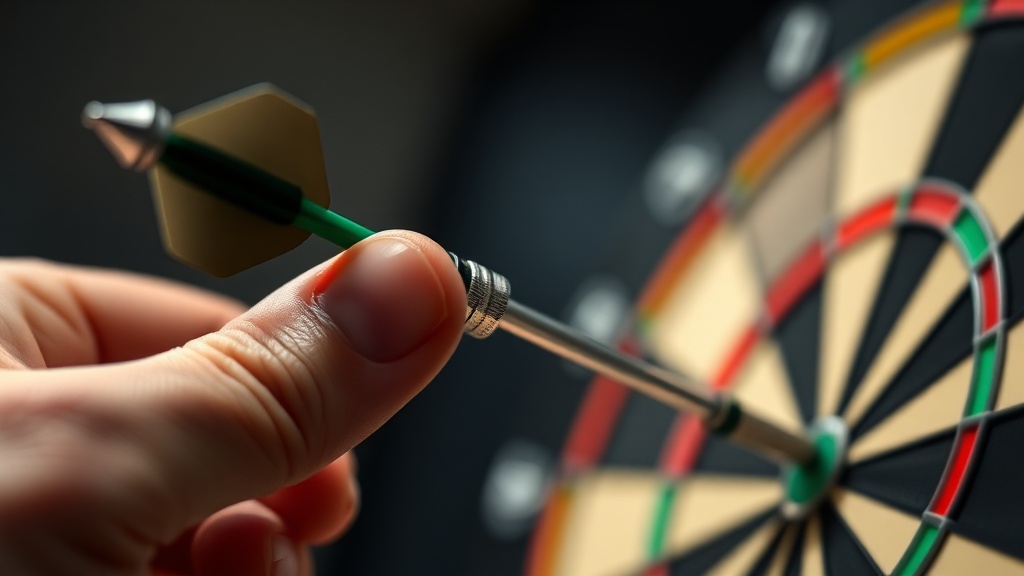 다트 투구 시 손가락에서 배럴이 이탈하는 찰나의 순간과 각도 변화를 보여주는 근접 촬영 이미지